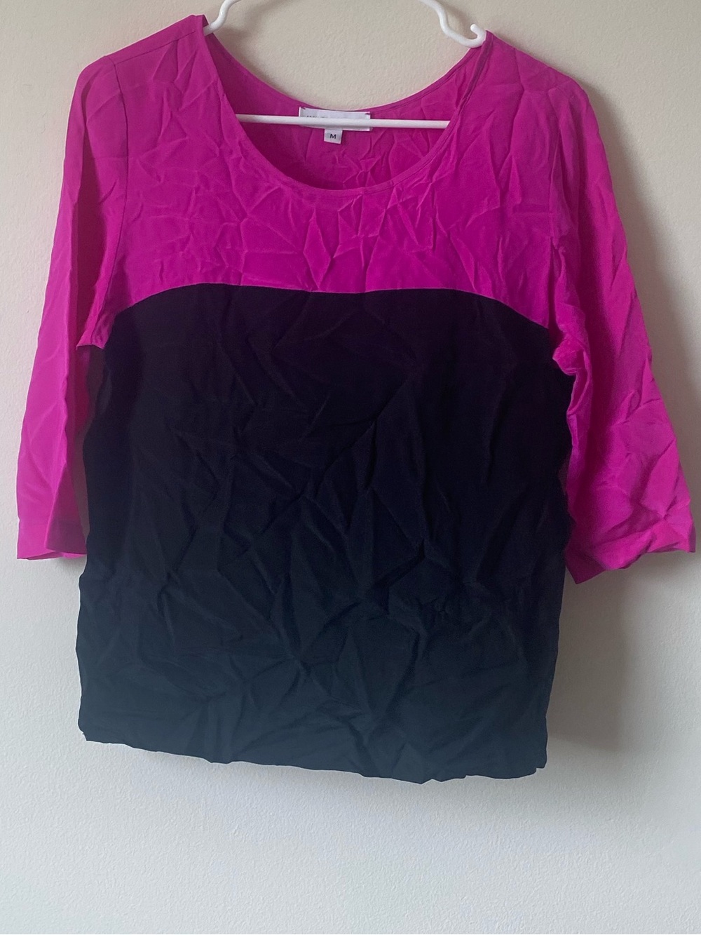 Amanda Uprichard Silk Colorblock Long Sleeve Top